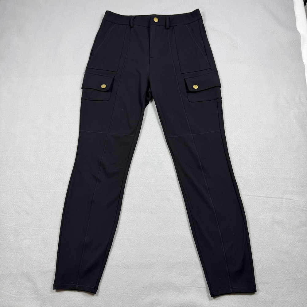 Halara Black High Waisted Cargo Pants Gold Button Slim Fit Small Regular